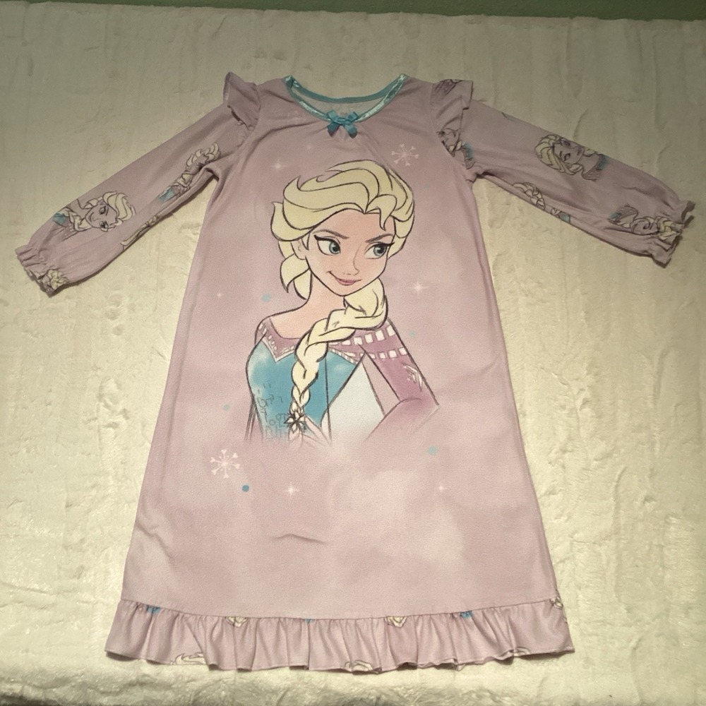 Frozen Elsa Graphic Print Toddler Girl's Purple Flannel Nightgown 3 T